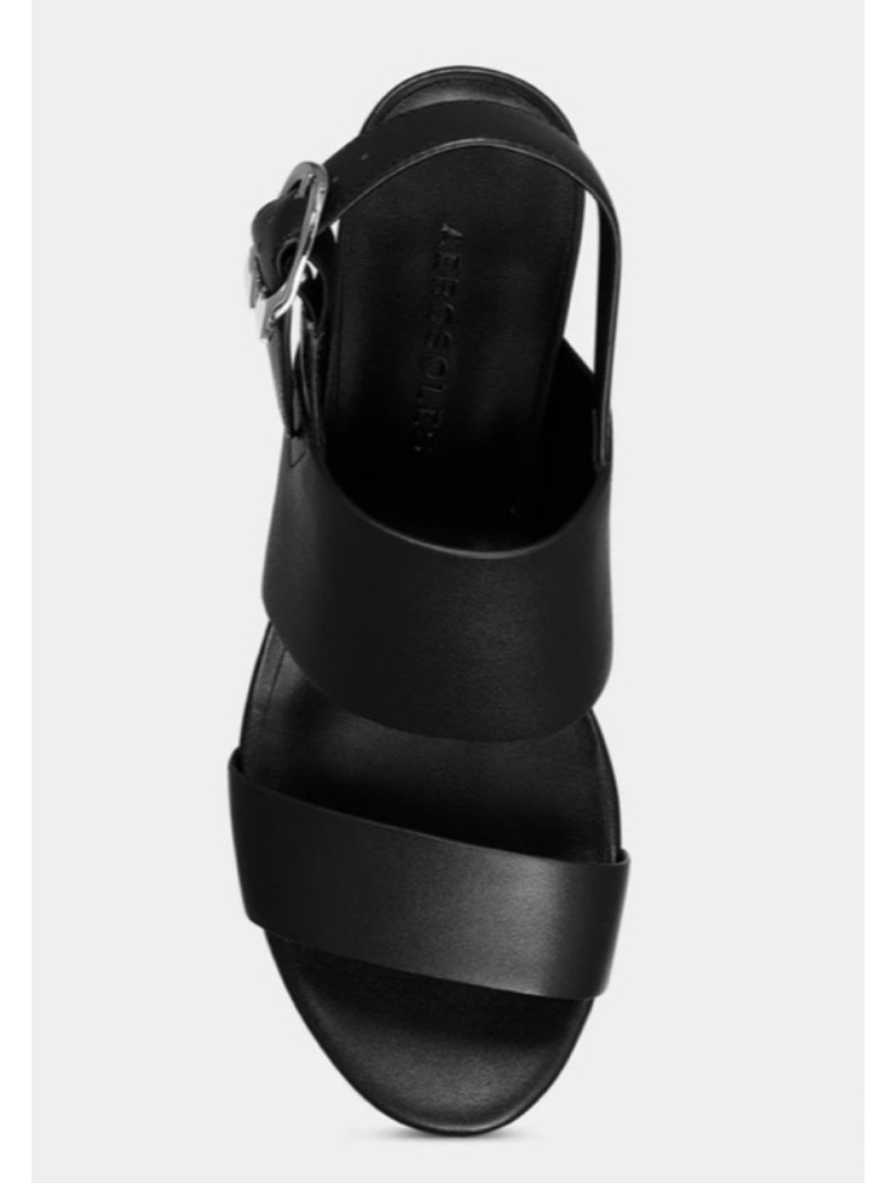AREOSOLES Camera Leather Platform Sandal in Black - Picture 3 of 16